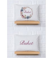 Pia Baby Premium %100 Pamuk İkili İsim Yazılı Kız Bebek Yastık Kılıfı – 35x45 cm Organik Baskı 5029-13 (Ekru)