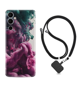 Tecno Pova Neo 2 Kılıf Resimli Boyun Askılı İpli Desenli Silikon Pink Green Cloud 1306
