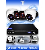 PICAM 4 Kameralı Panda 2 İç Kamera Set 500 GB HDD Full HD Gece Görüşlü Güvenlik Kamerası Sistemi