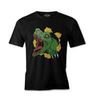 A Dinosaur Tearing Up the Tshirt Siyah Erkek Tshirt