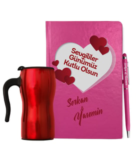 Sevgililer Gününe Özel Defter Kalem & Termos Mug Hediye Seti 4