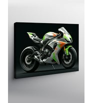 Kanvas Tablo Yeşil Spor Motosiklet Çizimi
