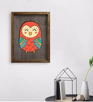 BK Home Baykuş Tasarımlı Doğal Masif Ahşap Çerçeveli Tablo 45x65cm-2