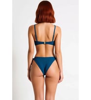 Kadın Bikini Takımı Dokulu Örme Kumaş Straplez Üst Balensiz Atma Kap Brazilian Alt Normal Bel