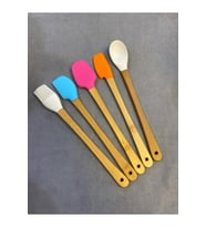 Bambu Saplı 5 Parça Mini Silikon Spatula Kaşık Fırça Seti