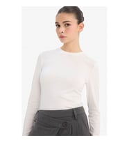 Defacto Fitted Basic Kırık Beyaz Kadın T-Shirt D0199AX/WT32
