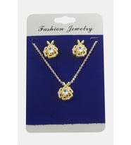 Gül Zirkon Taşlı Set Kolye (Yeşil)