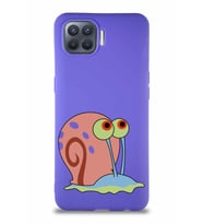 Oppo Reno 4 Lite Soft Premier Kapak Salyangoz Gary Tasarımlı Silikon Kılıf - Mor (Şeffaf)