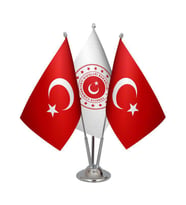 Masa Üstü Dışişleri Bakanlığı Bayrağı Türk Bayrağı Üçlü Krom Direk Masa Bayrak Seti