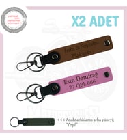 En İyi Babaya En Özel Hediyeler, İsim Ve Plaka Yazılı Özel x2'li Anahtarlık Takım, Kahve-Pembe-Ysl