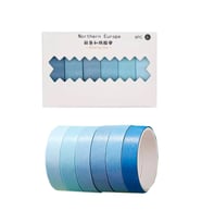 Vintage Washi Tape Bant Yapışkanlı Maskeleme Kağıdı Renkli Bant 6 lı - Mavi Tonları
