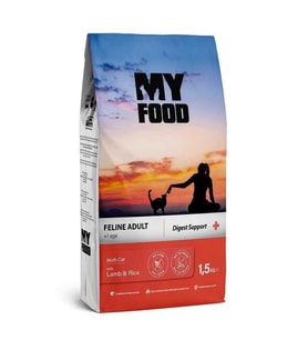 My Food Kuzulu&Pirinçli Yetişkin Kedi Maması Digest Support 1,5 Kg (Kahverengi)