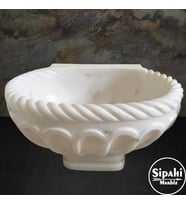 Sipahi Marble Beyaz Mermer Kenar İşlemeli Ayaklı Elips Kurna