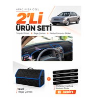 INFINITI İ30-İ35 (1998-2000) Uyumlu Torpido Örtüsü + Deri Bagaj Çantası + Sticker Seti - Siyah Mavi