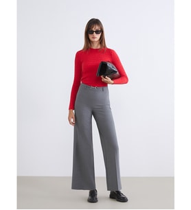 LCW Vision Gri Dar Fit Geniş Paça Kadın Pantolon