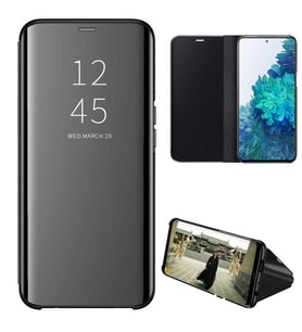 Samsung Galaxy S20 Uyumlu Aynalı Kapaklı Lüx Kılıf Siyah