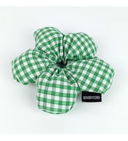Woodycord El Yapımı Elyaf Dolgulu Scrunchie Topuz Tokası Yeşil Beyaz Pötikare
