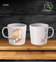 KirliPatiler Taş Kupa Fincan Üzeri Çalışan Kedi Baskılı (Model 14)