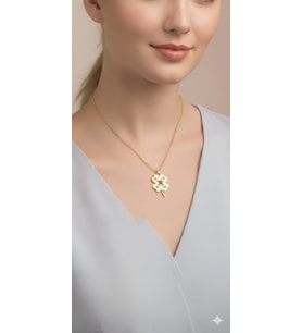 925 ayar papatya silver inci yonca kolye<rose,gold,rodaj>nar çekirdeği>