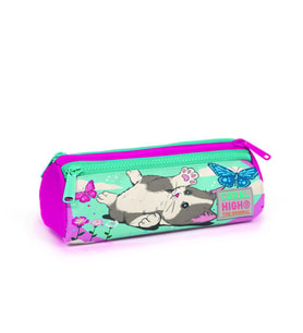 Coral High Kids Su Yeşili Pembe Kedi Desenli Üç Bölmeli Kalem Çantası 22007