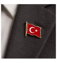 Dalgalı Bayrak Rozet Türk Bayrağı Yaka Rozeti Altın - 2 adet