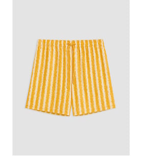 LCW DREAM Sarı Çizgili Kadın Şort Pijama Alt