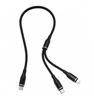 2’si 1 Arada Type-C to Type-C + Lightning Hızlı Şarj ve Data Kablosu 70 CM PD & QC Destekli