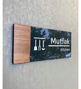 Wooden Serisi Mutfak Kapı İsimliği