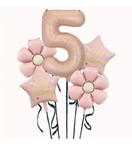 Karamel Yıldız  Happy Birthday 5 Yaş Folyo Balon Set