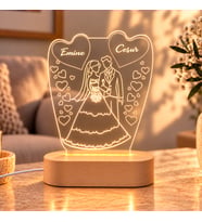 İsme Özel Gelin Damat Gece Lambası