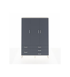 Arges Gardrop 5 Raflı 5 Çekmeceli Tek Askılı 132x30x195 Aytaşı-Antrasit