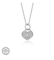 Swarovski Taşlı Gümüş Kalp Kiliti Bayan Kolye