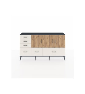Arges Konsol 4 Raflı 6 Çekmeceli 3 Kapaklı 176x30x99 Antrasit-Çam/Aytaşı