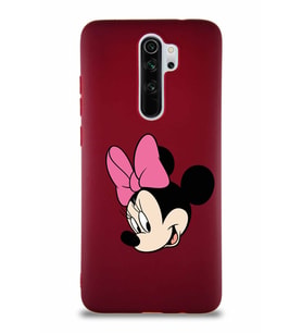 Xiaomi Redmi Note 8 Pro Soft Premier Kapak Minnie Mouse-B Tasarımlı Silikon Kılıf - Mürdüm (Şeffaf)