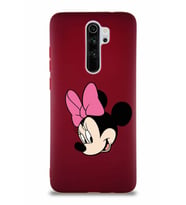 Xiaomi Redmi Note 8 Pro Soft Premier Kapak Minnie Mouse-B Tasarımlı Silikon Kılıf - Mürdüm (Şeffaf)