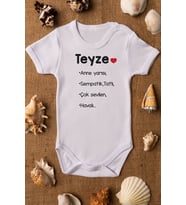 Teyze Anne Yarısı Baskılı Beyaz Çıtçıtlı Body Zıbın