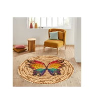 Eliana Home Baskılı, Yıkanabilir Kaymaz Taban Yuvarlak Halı LNA7062-SD331 120x120 cm (Kahverengi)