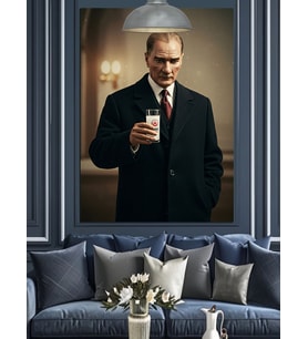 Mustafa Kemal Atatürk Ve Rakı Dekoratif Kanvas - Mdf Ahşap Tablo