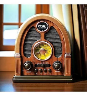 Orta Boy Kubbe Model Retro Ahşap Tasarım Bluetooth Hoparlörlü Radyo – FM/AM Destekli, Şarjlı ve Taşınabilir Radyo NS-7061