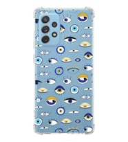 PrintiFy Samsung Galaxy A72 Uyumlu Nazar Boncuğu 2 Baskılı Şeffaf Köşe Korumalı Antişok Kılıf