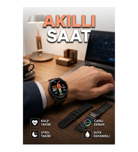3 Kordonlu AMOLED Akıllı Saat – Kalp Atış ve Uyku Takibi, Suya Dayanıklı