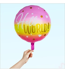 Hello World Baby Folyo Balon, 45cm - Pembe