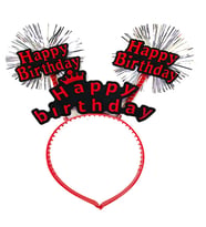 Happy Birthday Yazılı Püsküllü Neon Kırmızı Renk Doğum Günü Tacı 22x19 cm