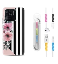 Xiaomi Poco X3 Pro M4 Pro X4 Pro C40 10C Kılıf Kablo Koruma Spiral Silikon Flowers 4 1390