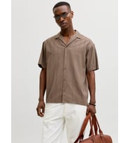 JACK JONES Erkek Rahat Kesim Pamuklu Gömlek 12289457 (Kahverengi)