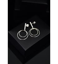 Papatya Silver 925 Ayar Gümüş Rodyum Çivili İçi İçe Halka Küpe