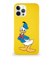 Apple iPhone 12 Pro Max Soft Premier Kapak Donald Duck-D Tasarımlı Silikon Kılıf - Sarı (Şeffaf)