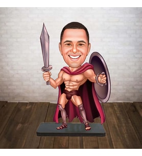 KİŞİYE ÖZEL KARİKATÜR kılıç kalkanlı adam BİBLOSU