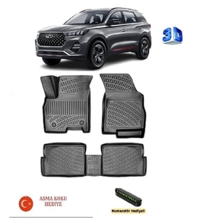 Chery Tiggo 7 Pro 2020-2025 Yılları Arası Uyumlu 3D Havuzlu Paspas ASMA KOKU VE NUMARATÖR HEDİYELİ