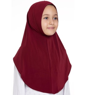 Bordo Pratik Hazır Geçmeli Genç Tesettür Bone Sandy Kumaş Düz Hijab 2312_16
